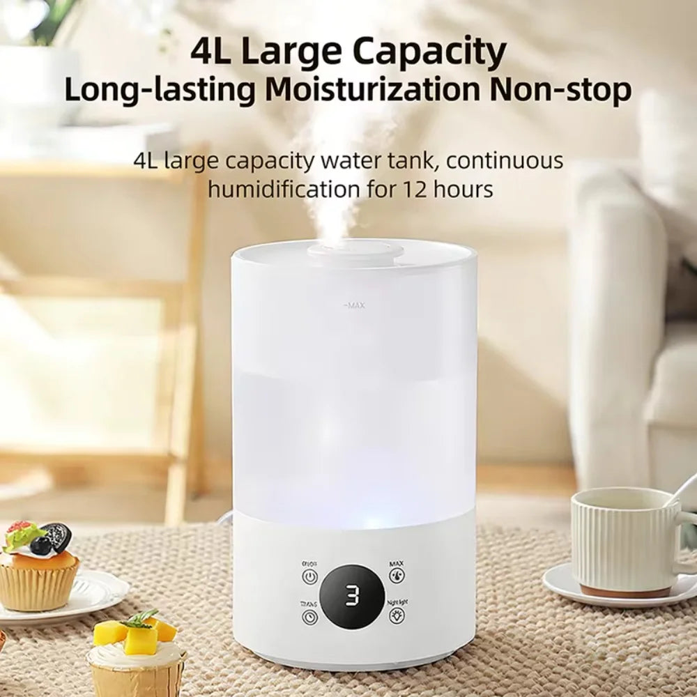 4L Large Capacity Air Humidifier with Remote Control Timer 300ml/h Plant Mist Aroma Diffuser for Home Office, Top Fill Humidifier