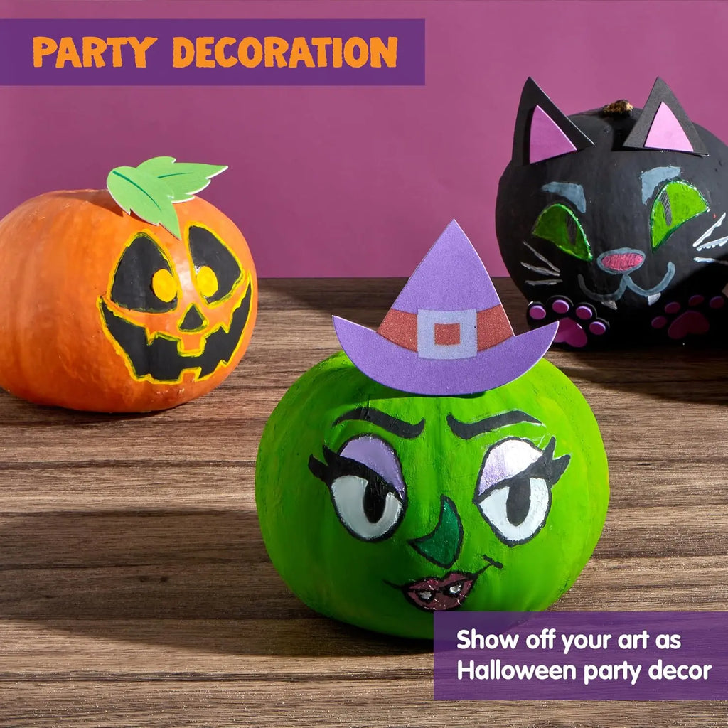 Sloosh Halloween Pumpkin Painting Kit with 9 Character Designs, Party Favor for Kids, Halloween Arts Crafts Party Supplies, Pumpkin Decorating Kit, for Classroom DIY Activities, Family Projects