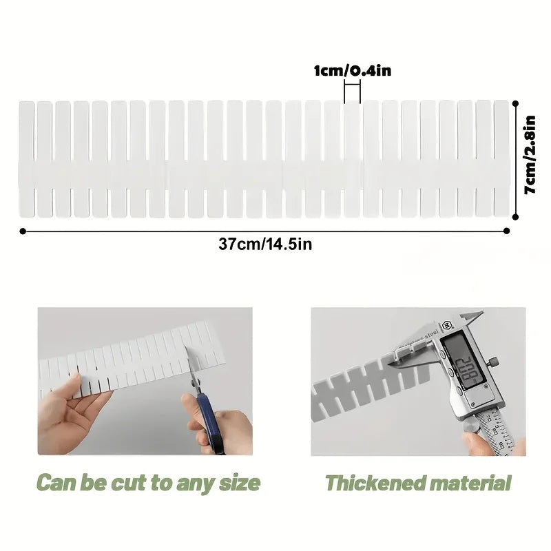 12pcs Adjustable Drawer Partitions - White, Thick PP Plastic, DIY Free Cutting, With Fixed Buckles to Prevent Tipping, Suitable for Wardrobe/Kitchen/Office, Non Slip Storage.