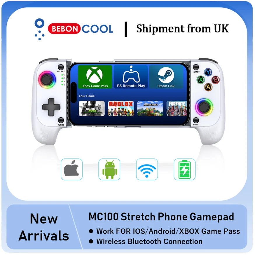 BEBONCOOL MC101 Gamepad Telescopic For Apple IOS Android PUBG COD Stretch Wireless Bluetooth Phone Game Controller Joystick