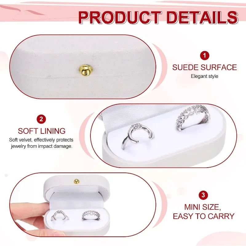 1Pc Grey Mini Velvet Ring Box Soft Scratch Resistant Portable Jewelry Storage Holder for Women Girls Wedding Proposal Engagement
