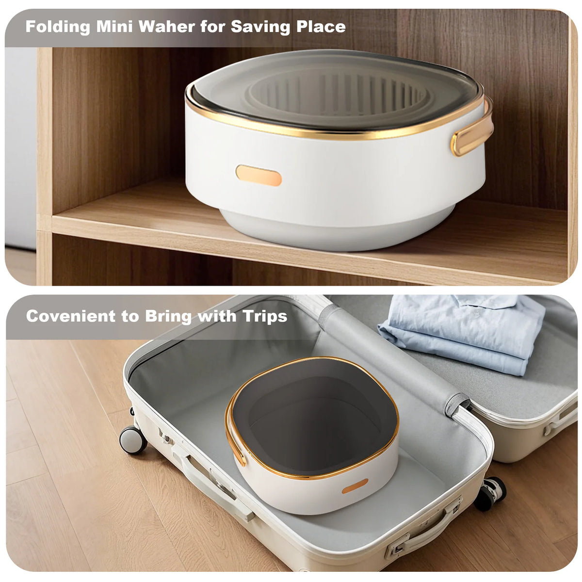 Portable Foldable Mini Washing Machine 13L Capacity Built-in Spin Dryer 3 Cleaning Modes Space-Saving for Underwear Baby Clothes Lightweight Garments Apartment Dorm Travel