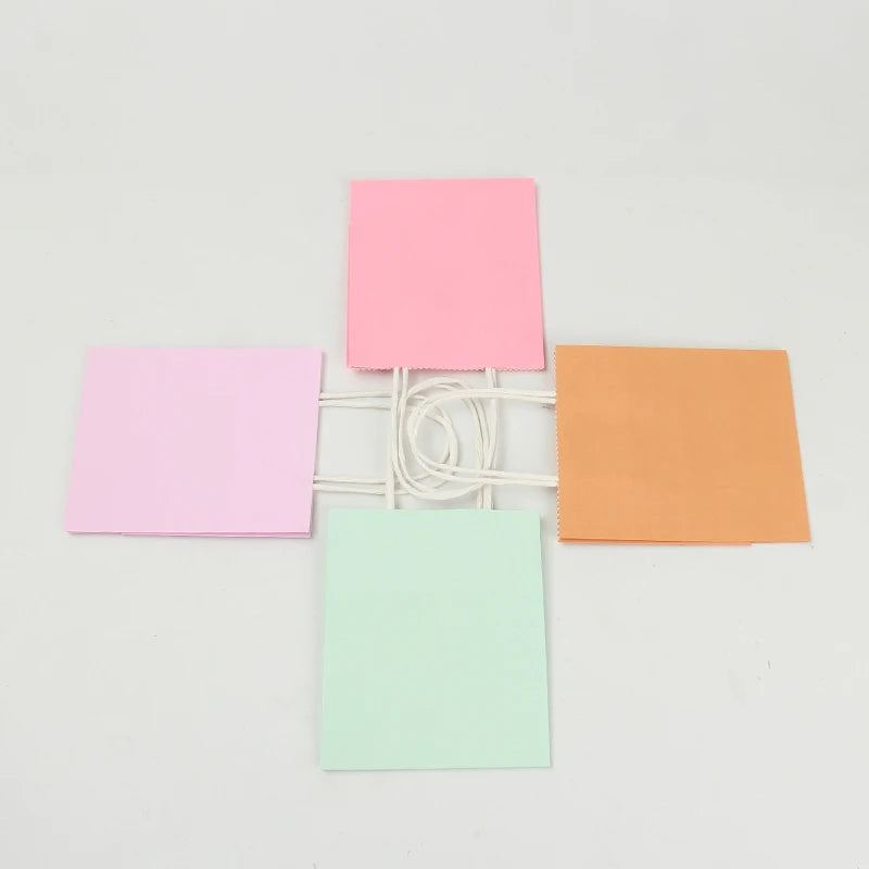 Macaron Soft Pastel Kraft Paper Bags with Handles - Bulk Multipurpose for Gift, Shopping & Party