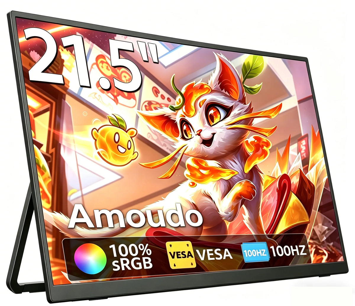 Amoudo 1920*1080P 100Hz Mobile Monitor 21.5 Inches  Portable Monitor VESA Compatible Portable Monitor Large Screen Second Monitor Mobile Monitor