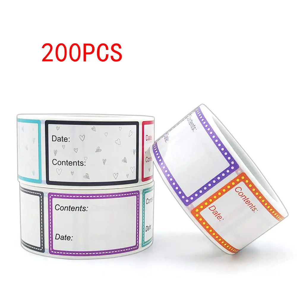 200 Pieces Food Labels, 1 X 1.6 Inch Date Stickers for Freezer, Refrigerator Food Containers - Easy to Write On