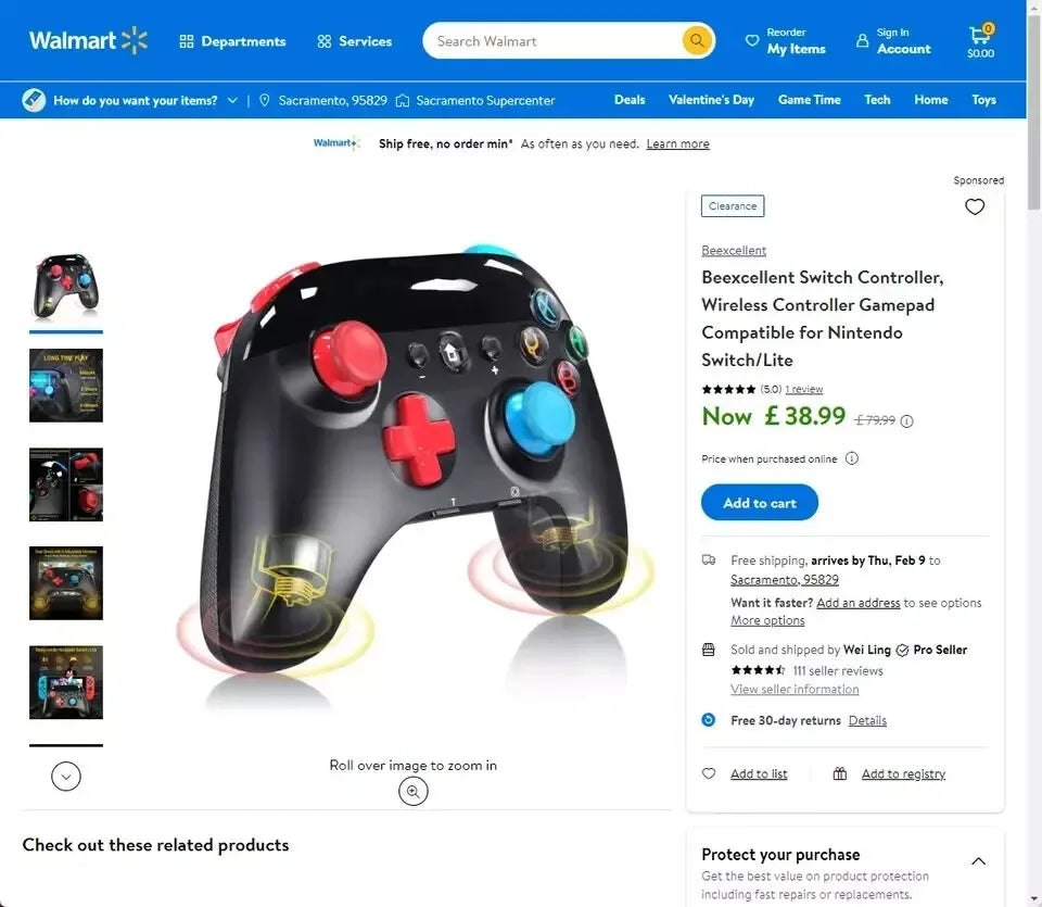 Beexcellent Switch Controller, Wireless Controller Gamepad Compatible for Nintendo Switch/Lite