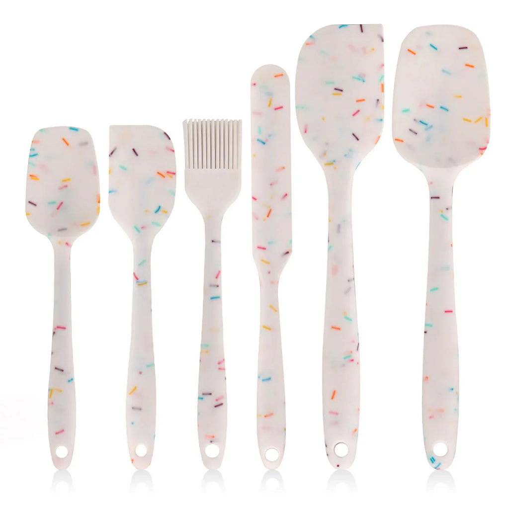 6Pcs Silicone Spatula Set Food Grade Non Stick Heat Resistant Spatulas Turner for Cooking Baking Mixing Baking Tools