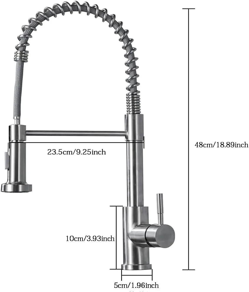 Premium Silver Kitchen Tap – Worktop-mounted Mixer Tap with 360-degree Rotating Spout – Hot and Cold Water Tap for Kitchen Sinks