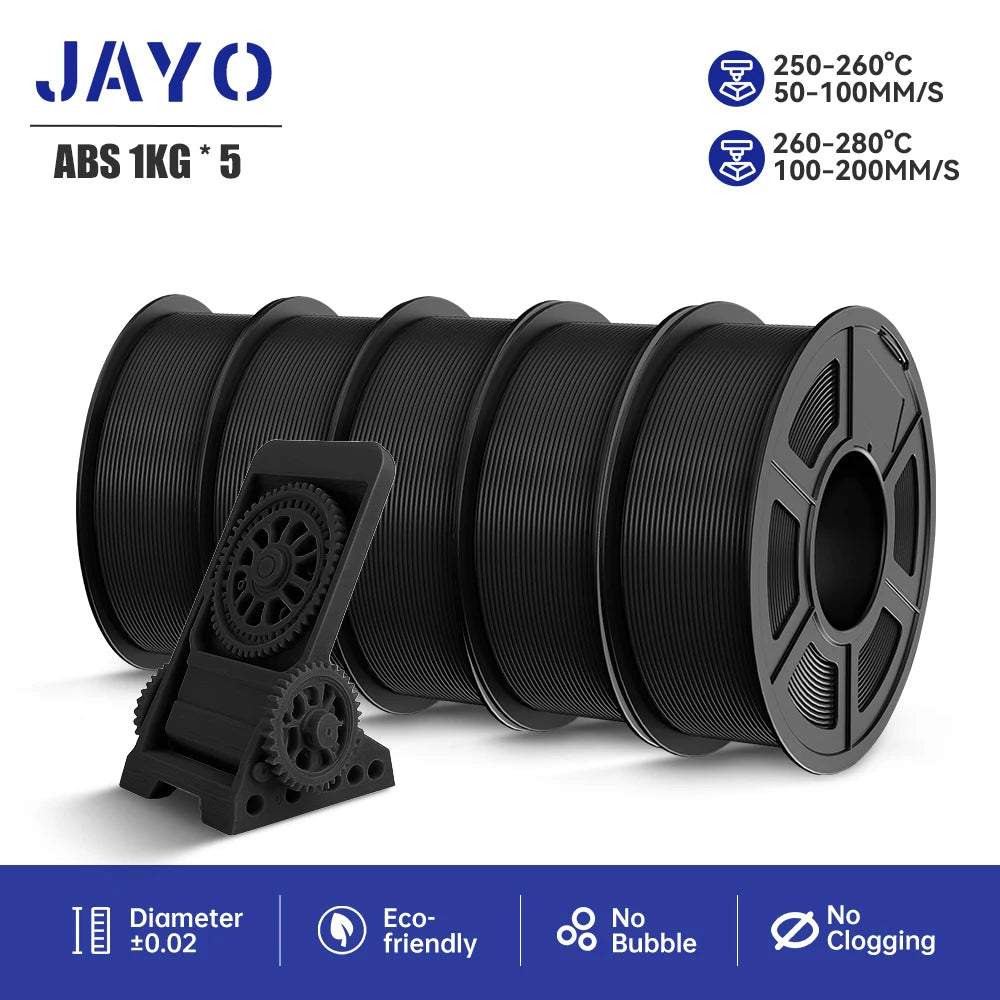 JAYO 5Rolls pla plus/ABS/EABS/PLAMETA/SKTC 3D Printer Filament 1.75mm 3D Printing Materials for 100% No Bubble &FDM 3D Printer