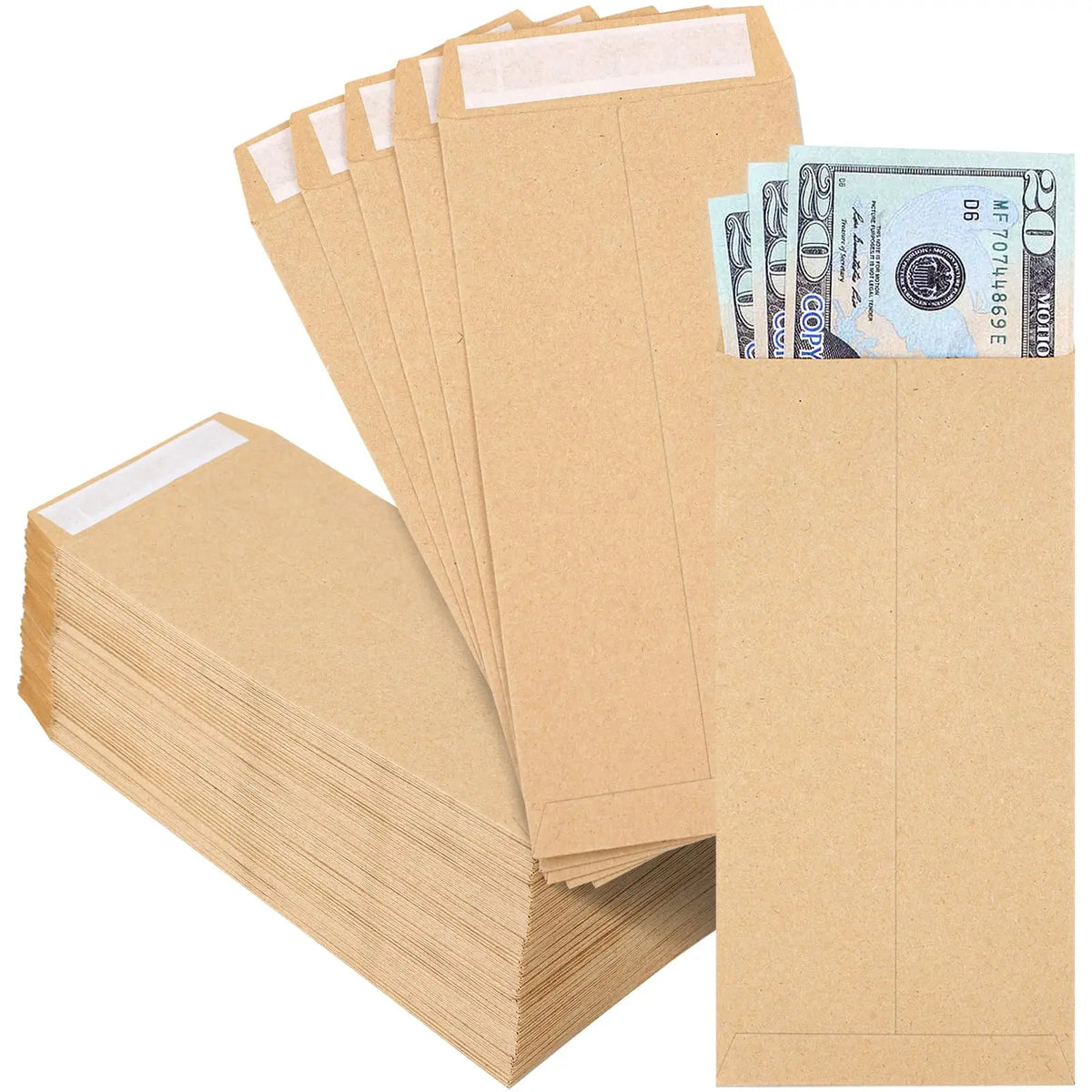 25Pcs Self-Sealing Cash Envelopes 6.5”x3.2”Money Envelope Money Holder Bags Budgeting Saving Challenge Letter for Gifts Tickets