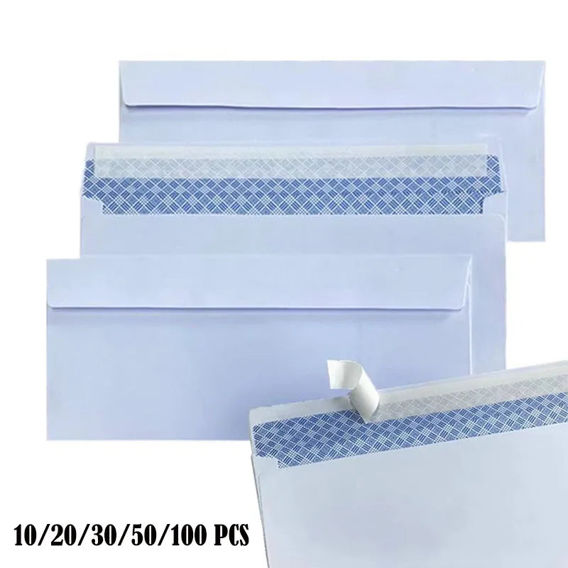 10-100PCS Windowless white envelope Secure Business Envelope Can hold A4 paper Bill invoice Self Sealing Envelope Self adhesive