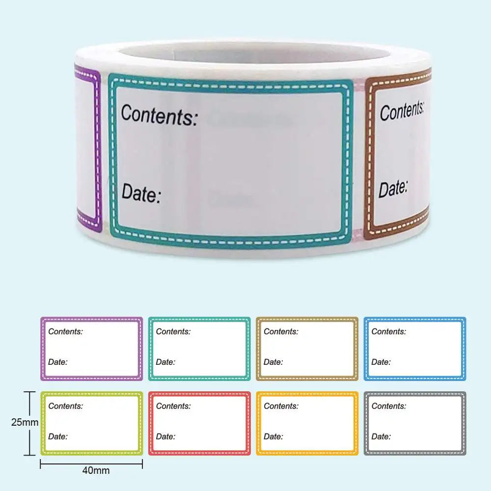 200 Pieces Food Labels, 1 X 1.6 Inch Date Stickers for Freezer, Refrigerator Food Containers - Easy to Write On