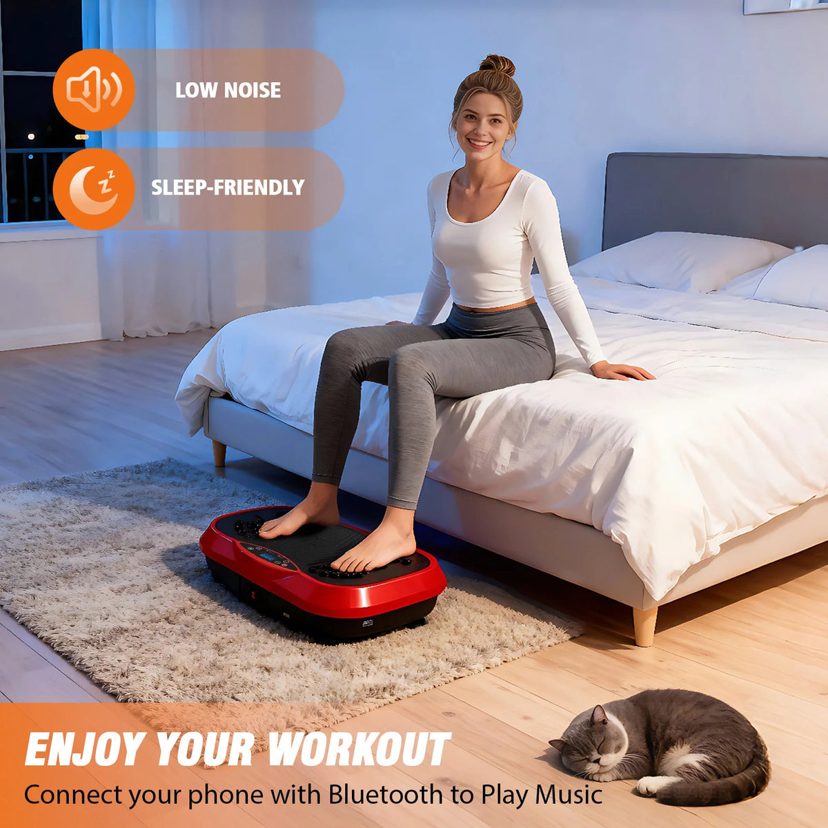 Power Vibration Plate Exercise Machine 200 Levels And 10 Modes 149.69 KG Capacity Full Body Vibrating Platform Workout Equipment