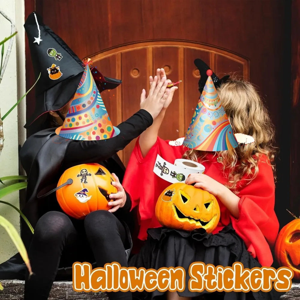 Cute Halloween Pumpkin Stickers Self Adhesive Label Sticker Roll Party Decorations Accessories for Kids Adults Home Decor