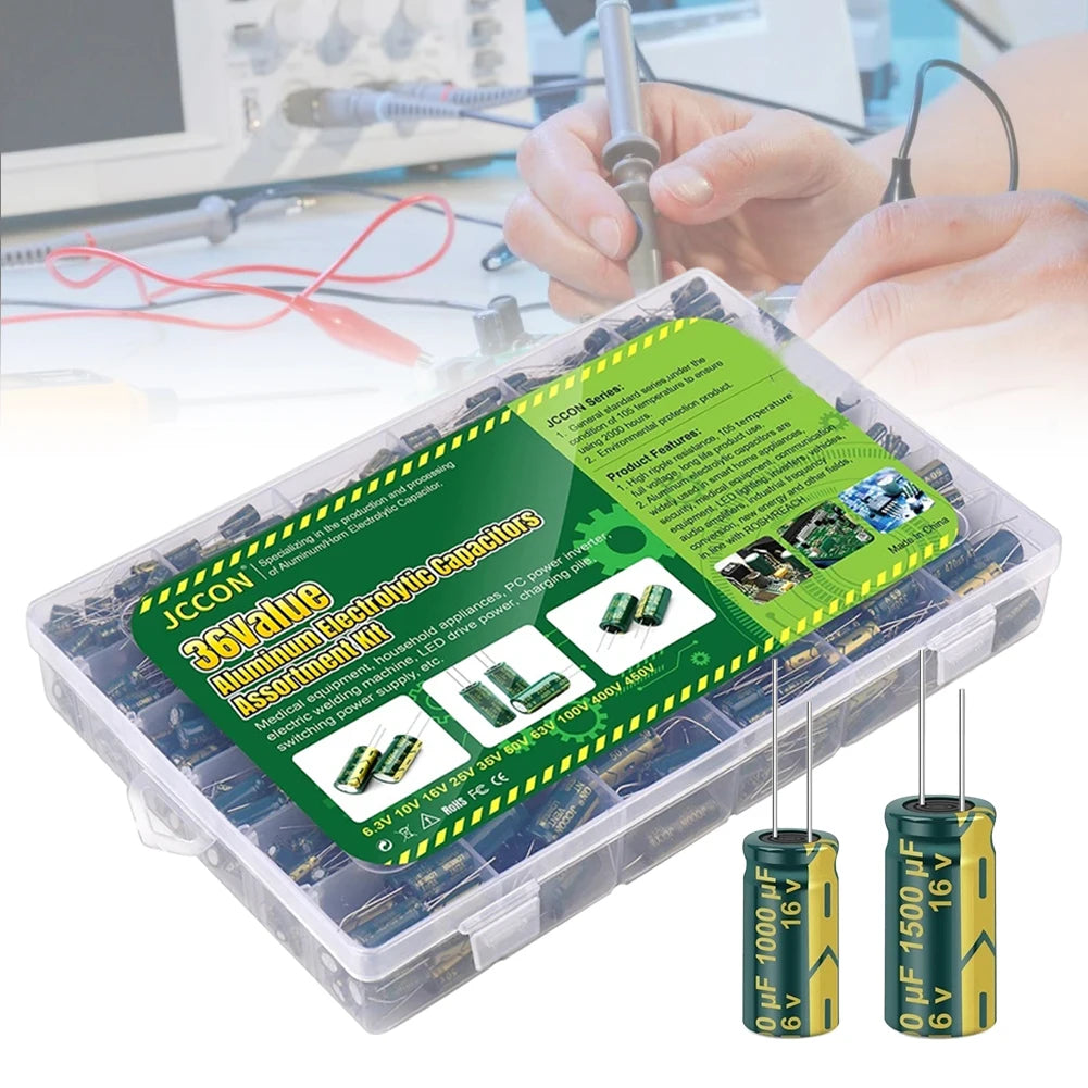 15/24/36 Values 225/460/925Pcs Aluminum Electrolytic Capacitors Aluminum Electrolytic Capacitors Assortment Kit for DIY Projects