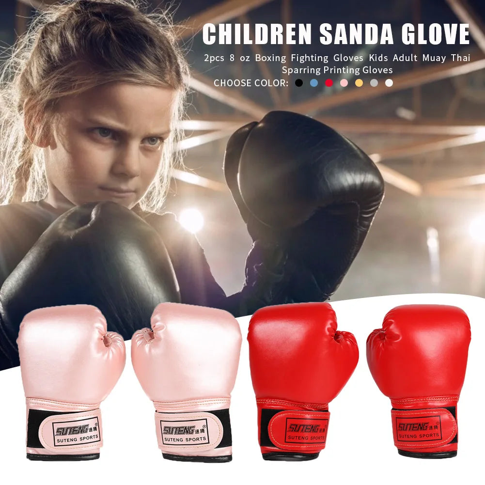 2PCS Kids Boxing Gloves Children Punch Training Sparring Kickboxing Fighting Fitness Mitts Hitting Hand Protector for Boys Girls
