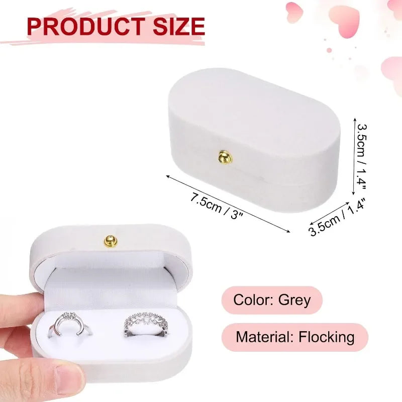 1Pc Grey Mini Velvet Ring Box Soft Scratch Resistant Portable Jewelry Storage Holder for Women Girls Wedding Proposal Engagement