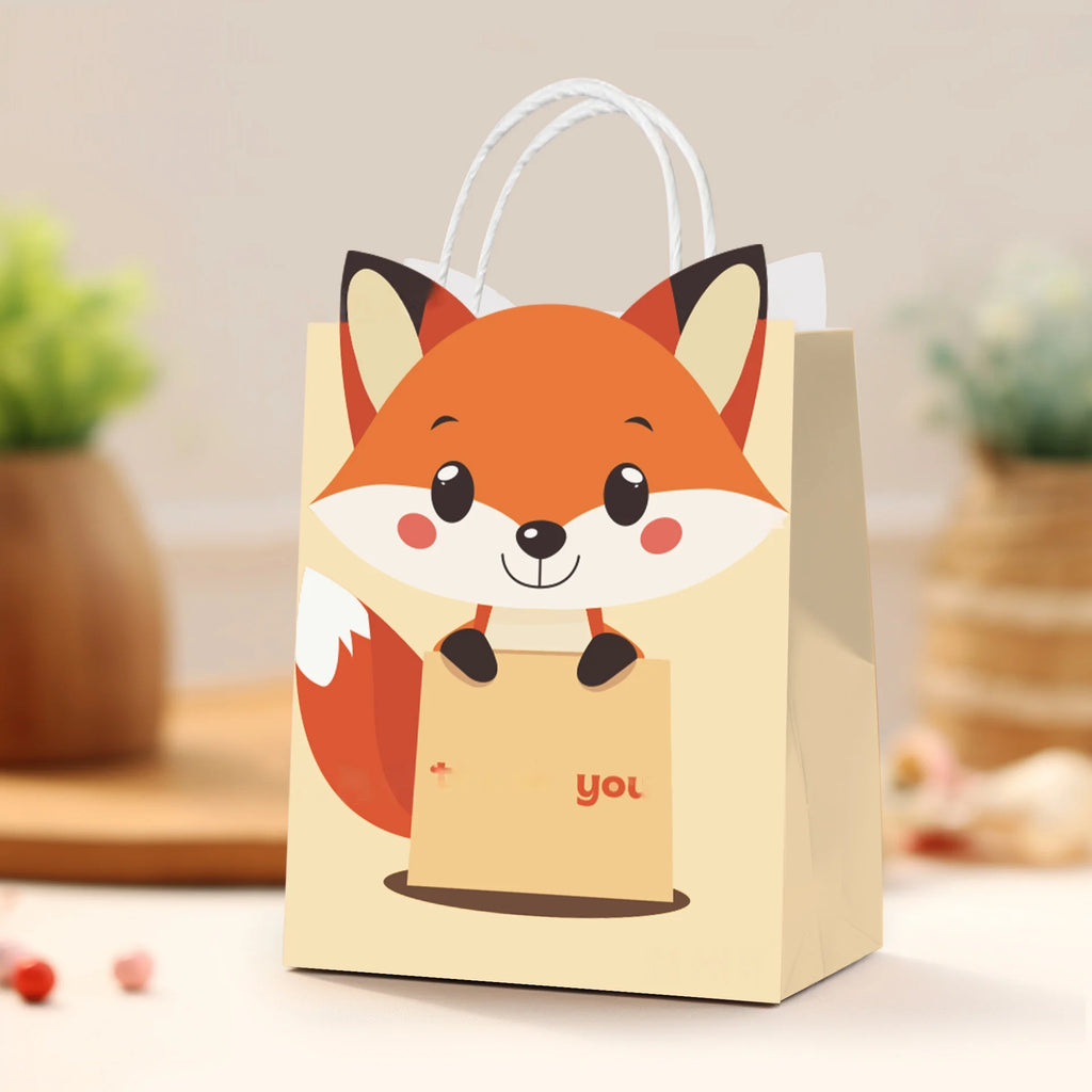 5/10/15/20/30/50pcs Cute Cartoon Animal Paper Bags with Handle Candy Snack Bag Kids Birthday Party Decoration Supplies Gifts