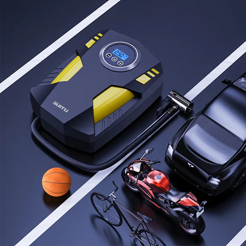 Car Tire Inflator Pump, Digital Portable Tire Air Compressor Pump, 12V Electric with LED Light, Suitable for Cars, Motorcycles, Bicycles, UK