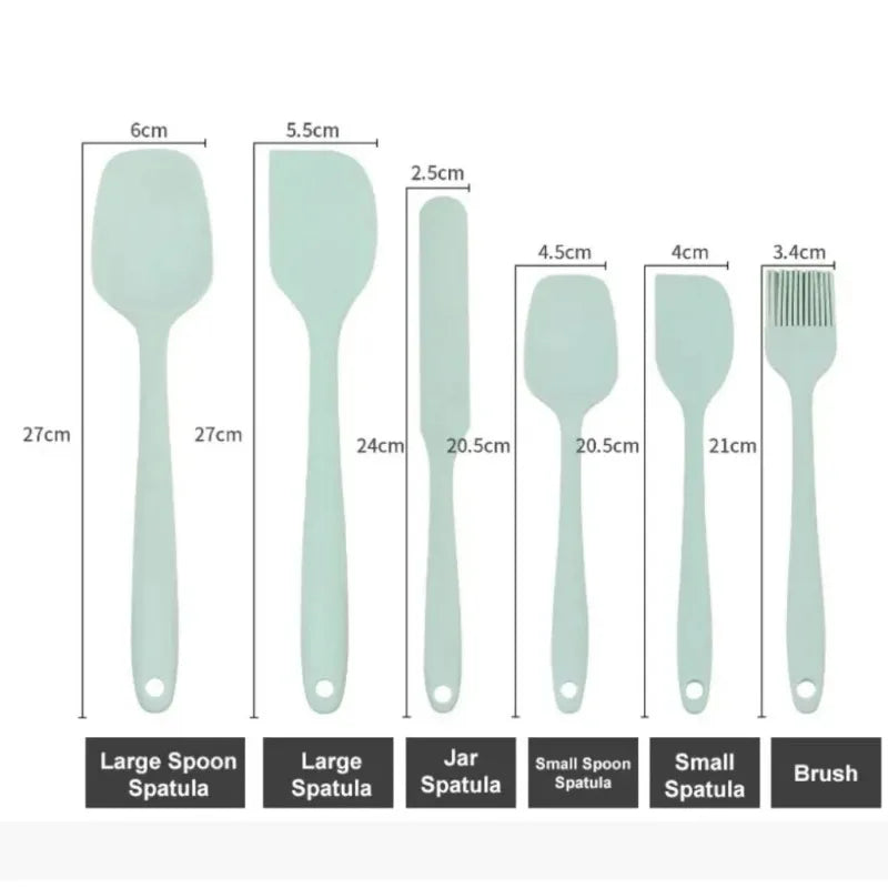 6Pcs Silicone Spatula Set Food Grade Non Stick Heat Resistant Spatulas Turner for Cooking Baking Mixing Baking Tools
