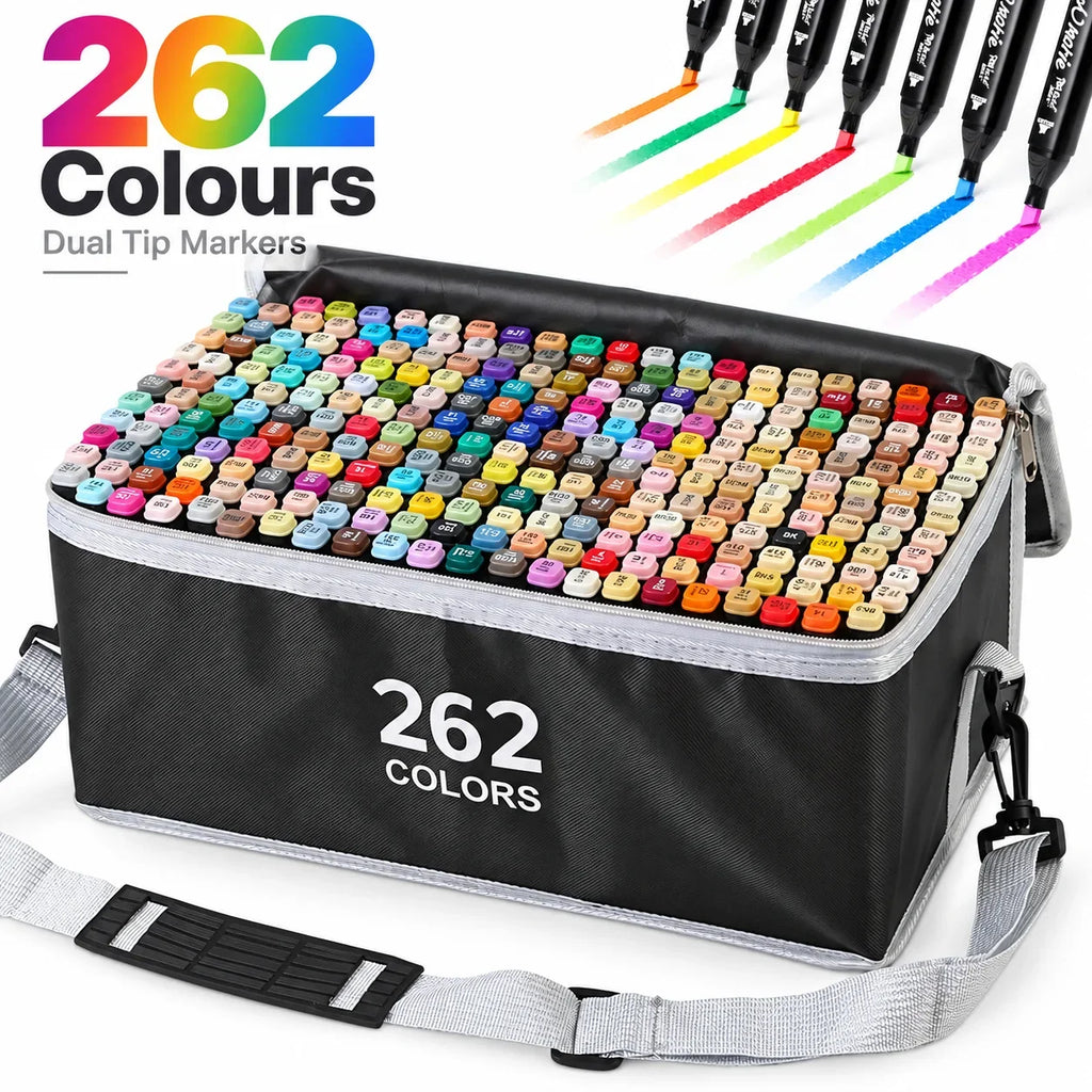 262 Colour Dual Tip Marker Set, Quick Dry Sketching Markers for Painting, Professional Art Markers for Drawing Illustration, Marker Pens for Artists