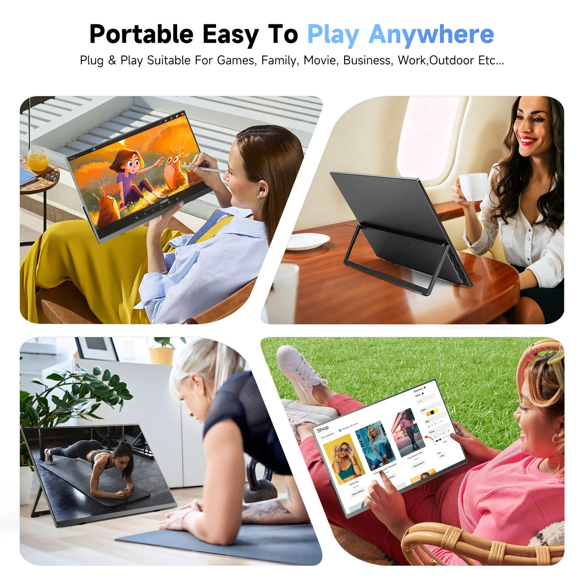 UPERFECT 15.6' 1080P Portable Monitor Touchscreen with Battery 8000mAh 100% SRGB Eye Care USB-C & MINI HDMI External Screen for Laptop MacBook Phone PS5 Switch Xbox