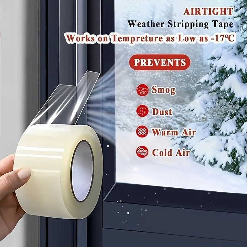10m Window Sealing Tape Transparent Self Adhesive Draft Stopper for Doors Windows Glass Gaps Windproof Waterproof Soundproof