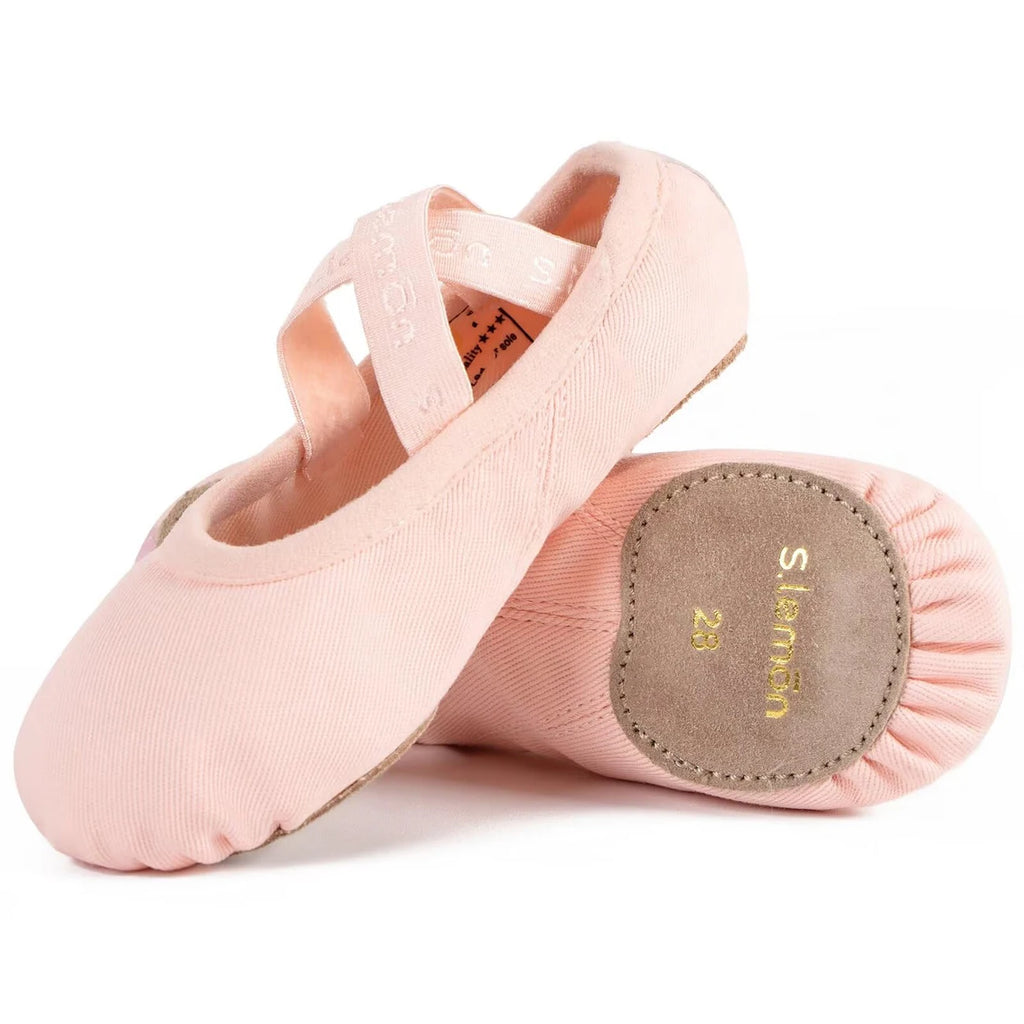 Kids Split Sole Dance Slippers High Quality Double Stretch Cloth Cow Suede Insole & Outsole for Ballet Jazz Dance Studio Practice