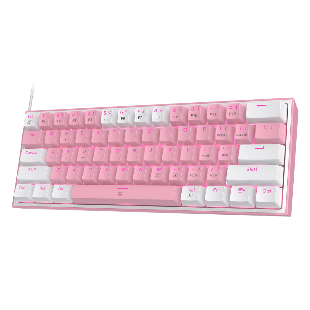 Redragon K617 Fizz 60% Wired RGB Gaming Keyboard, 61 Keys Hot-Swap Compact Mechanical Keyboard Red Switch