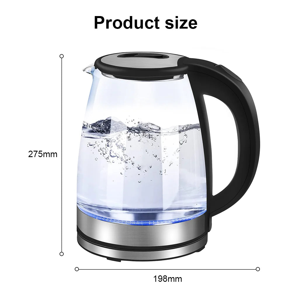220V 1.8L Electric Kettle Glass Tea Kettle Water Boiler Home Kitchen water heater,Dry Boiling Protection