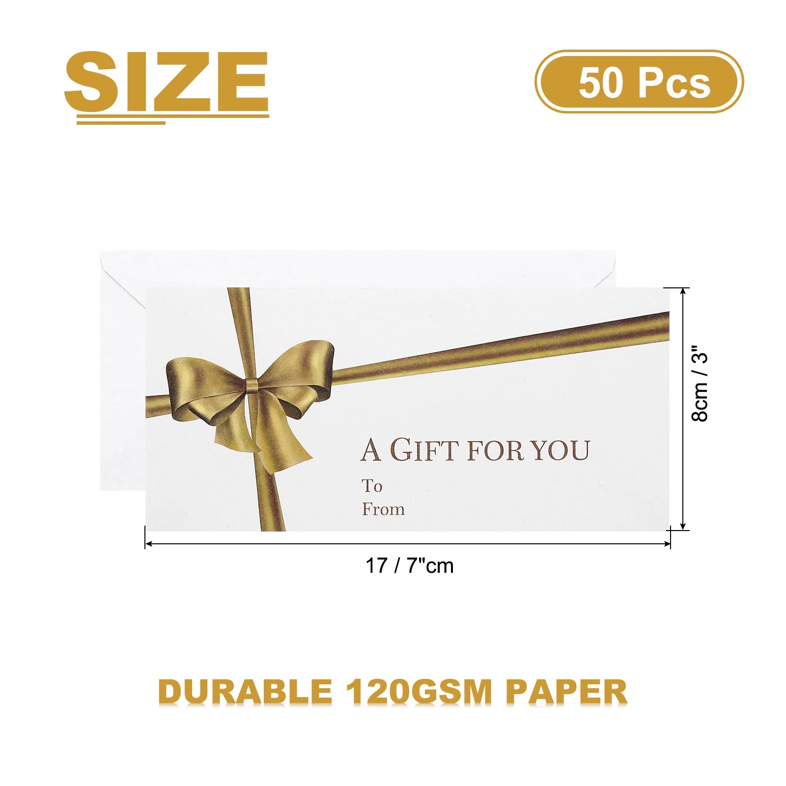 50Pcs Mini Envelopes V Flap Small Business Card Envelopes with Gold Ink Pen for Greeting Cards Wedding Invitations Party Gifts