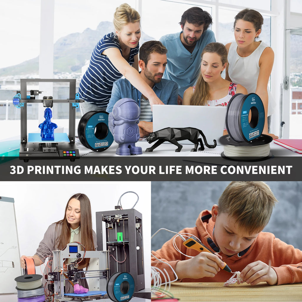 Geeetech ABS+3D Filament 1.75mm 1KG Plastic, 3D Printer Material, Tangle-Free, Non-Toxic, Vacuum Packaging White Black Red Blue
