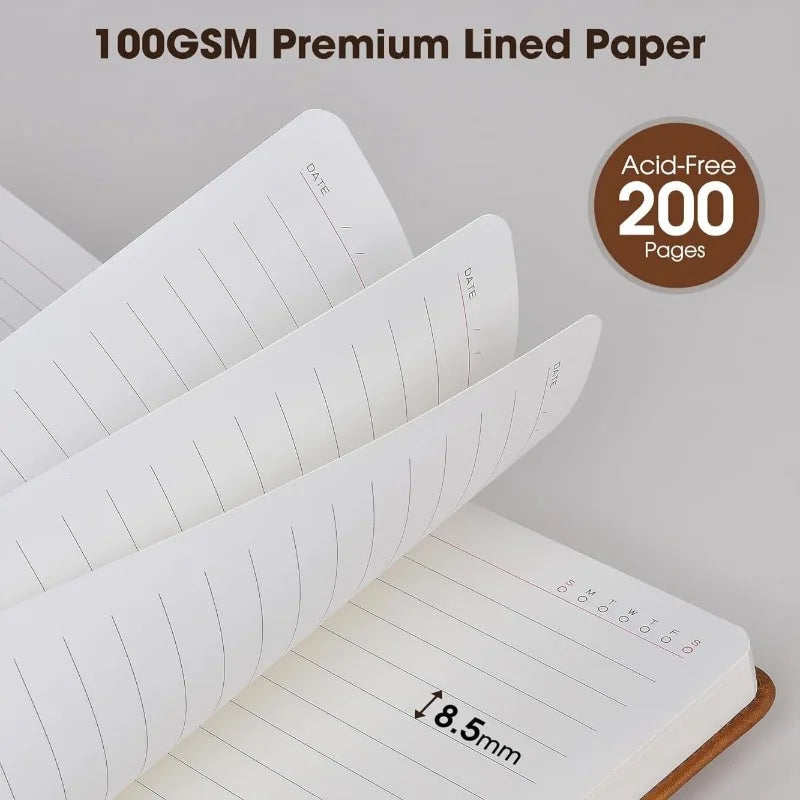 A5 Hardcover Leather Sketchbook with 200 Pages Thick Blank Paper for Writing Journal Unlined Plain Notebook Gift Men Women