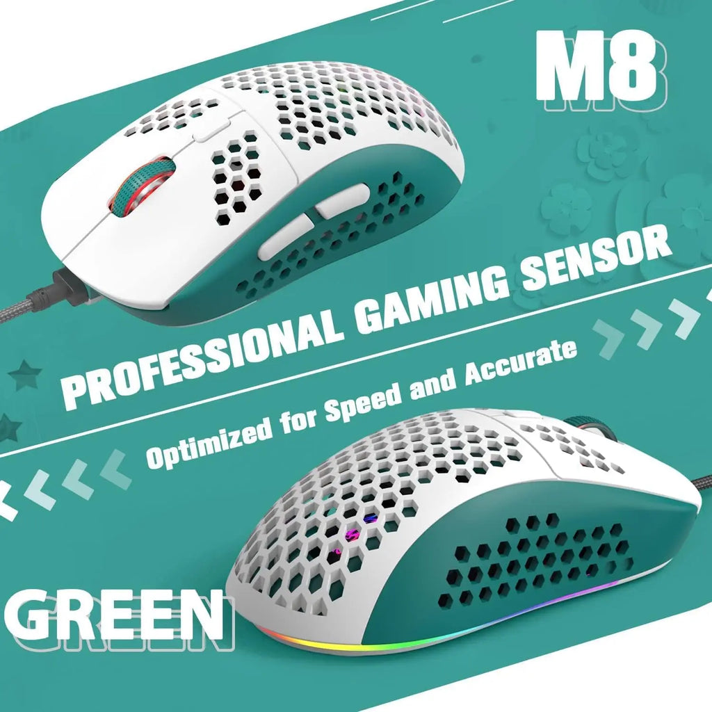 YINDIAO T8 60% RGB Gaming Keyboard and Mouse Combos+Coiled USB C Cable,Wired Mechanical Keyboard,68 Keys TKL Compact Mini Layout,Honeycomb RGB Gaming Mouse,Up to 6400DPI,for PC MAC PS5 Xbox,Green