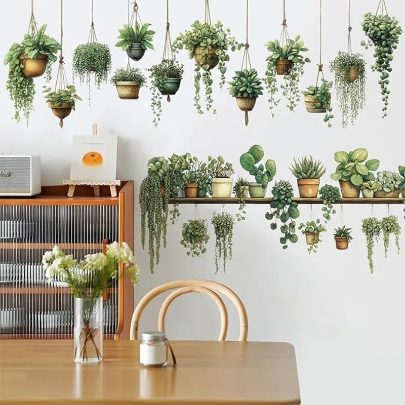 Realistic Pothos Leaves Wall Stickers Self Adhesive for Wall Decor Removable Waterproof Plant Art for Living Room Bedroom Decor