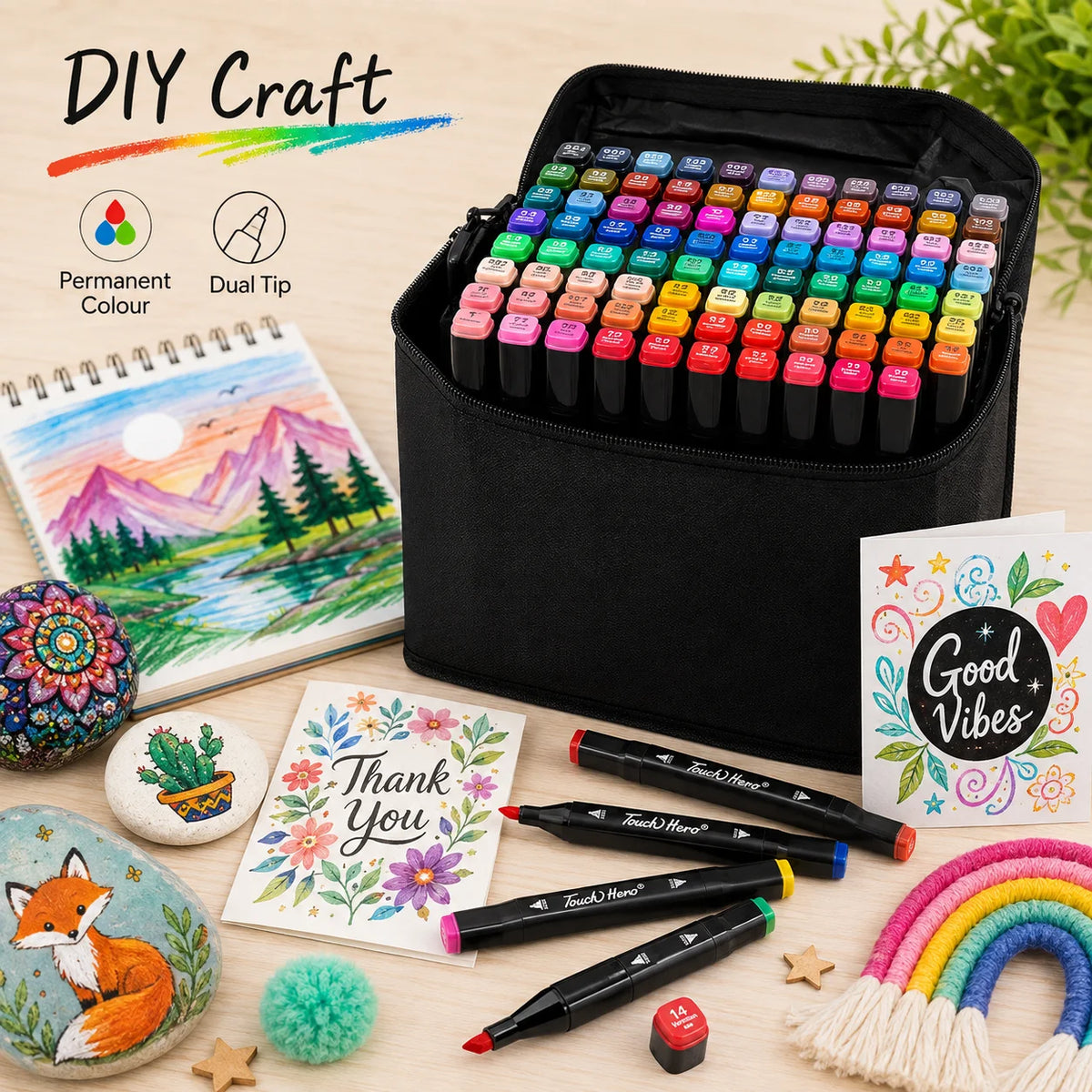80 Colours Acrylic Marker Set Permanent Dual‑Tip Paint Markers DIY Graffiti Sketching Art Craft Supplies