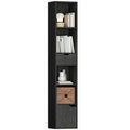 HOMCOM 6-Tier Bookcase with Drawer, Door Tall Narrow Bookshelf with Storage