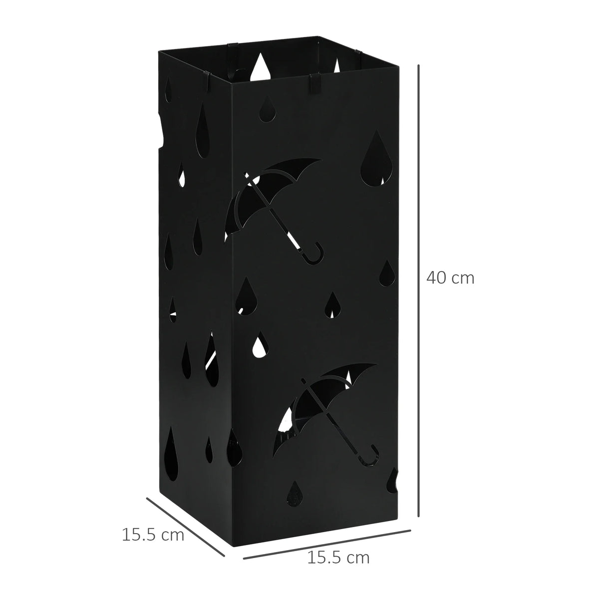 HOMCOM Square Umbrella Stand, Umbrella Holder for Hallway with 4 Hooks Drip Tray
