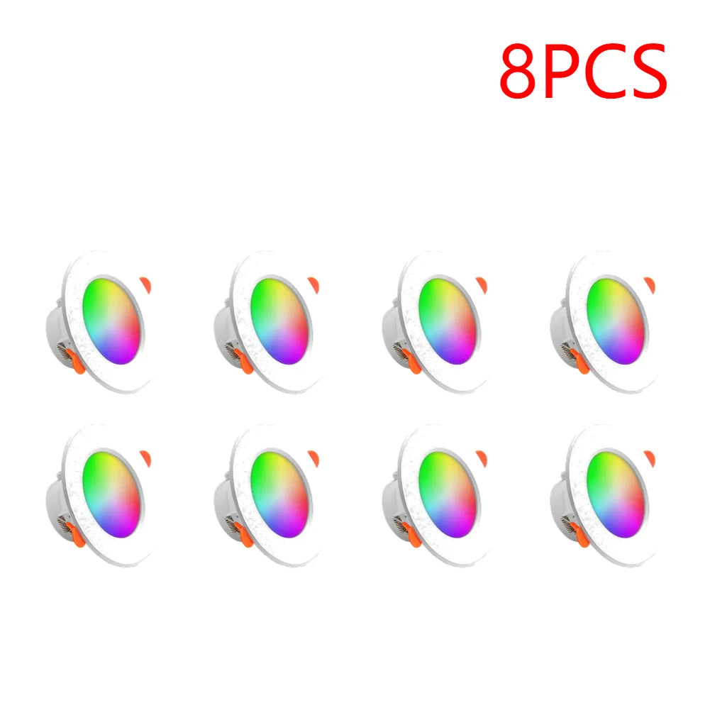1-16PCS 10W Smart LED Downlight Bluetooth Ceiling Lamp RGB CCT Lamp APP Remote Control Color Changing light for Google Alexa Hom
