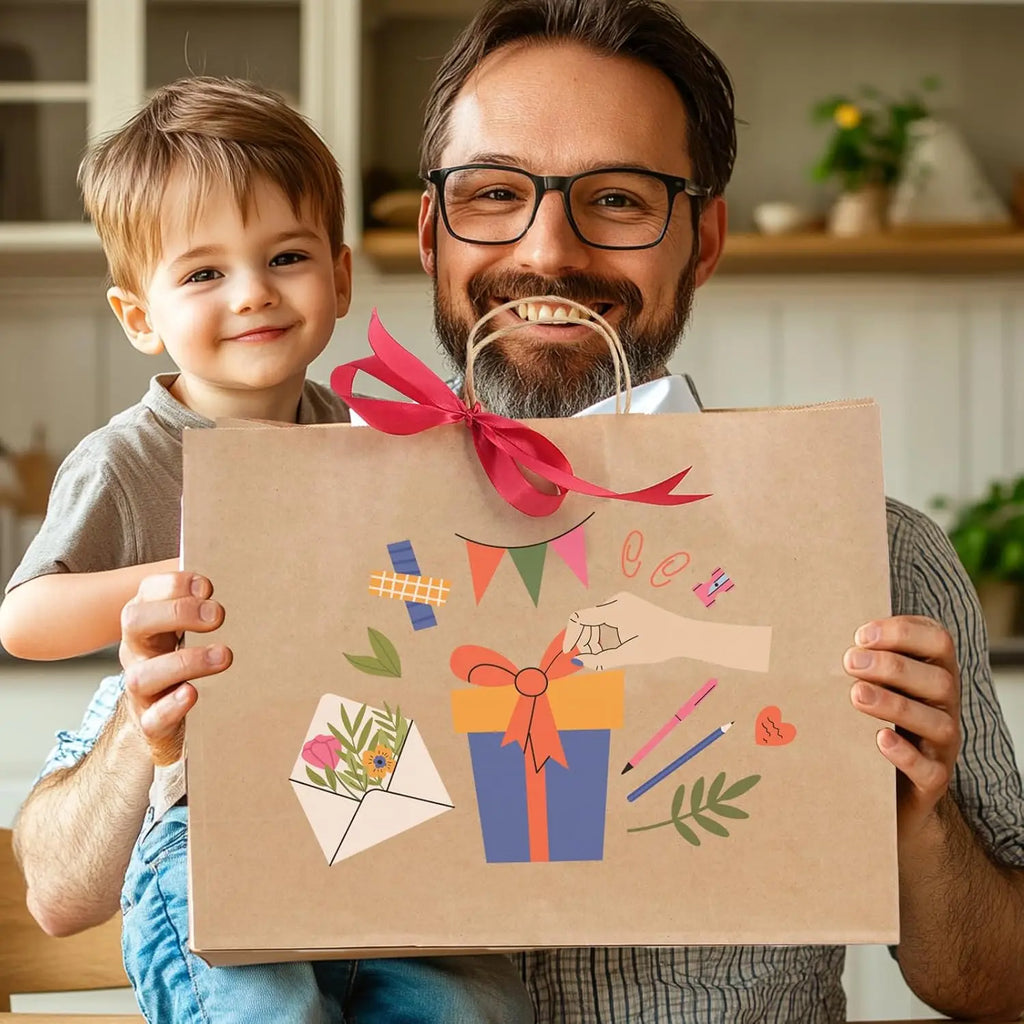 Kraft Paper Bags with Handles Birthday Wedding Christmas Party Decoration Baby Shower New Year Gift Packaging