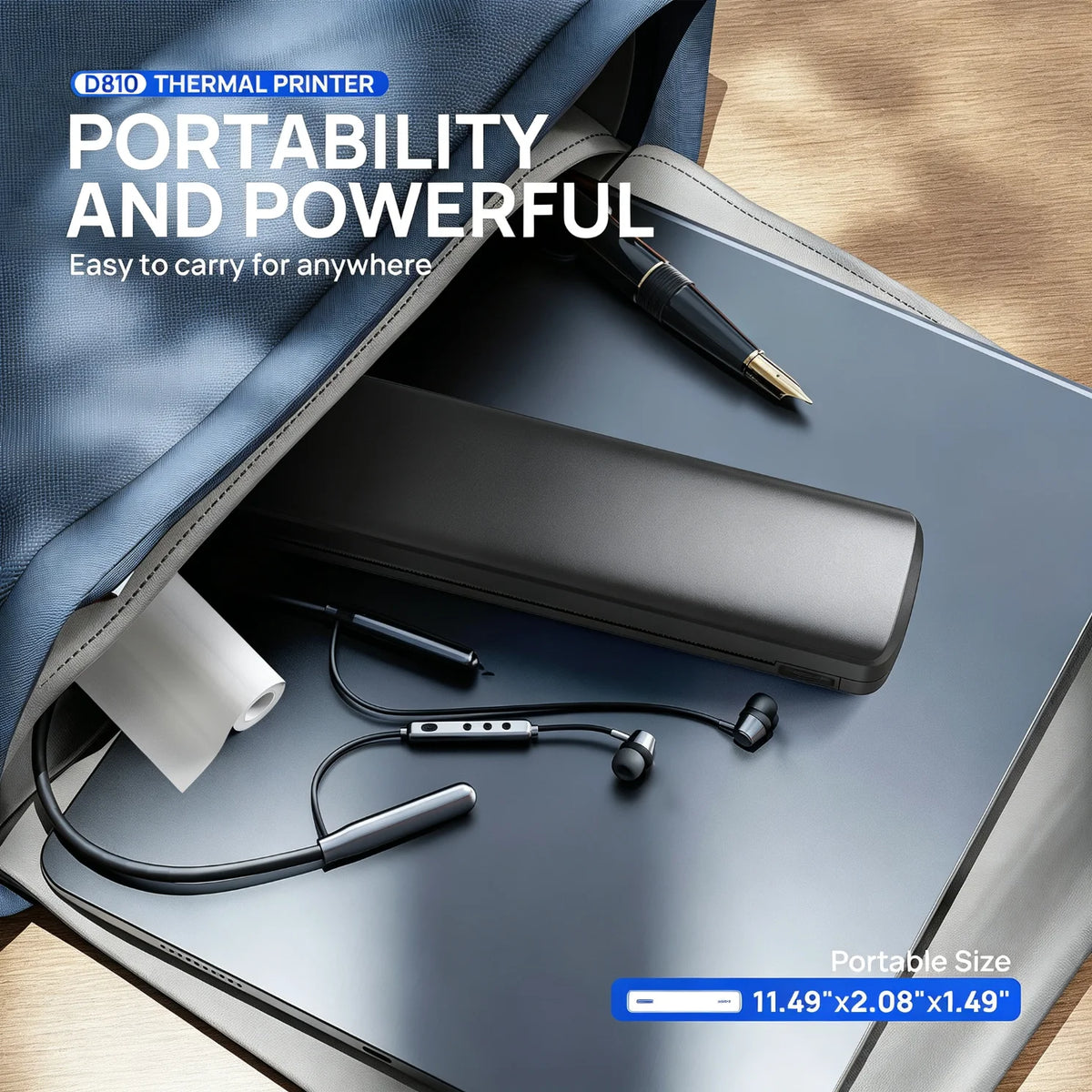 8-inch Wireless Portable Thermal Mini Printer Compatible With Phone And PC. Support US Letter&A4, Small Mobile Travel Printer For Home, Travel, Outdoor Use, And Tattoo Creation(with 20pcs Thermal )，Thermal paper can be purc