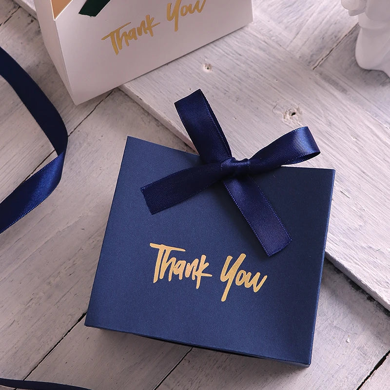 10 Mini Gift Boxes/Gift Bags with Gold Ribbon and Thank You Text Design, Available in Various Colors, Perfect for Wedding Favors, Mother's Day, Father's Day Party Gifts, and Small Gifts, as Well as Birthday, Gender Reveal, Gr