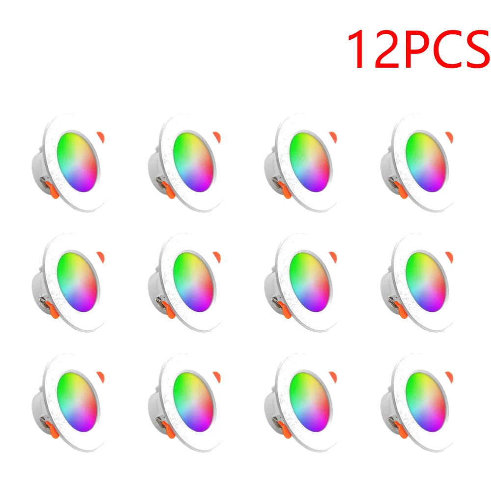 1-16PCS 10W Smart LED Downlight Bluetooth Ceiling Lamp RGB CCT Lamp APP Remote Control Color Changing light for Google Alexa Hom