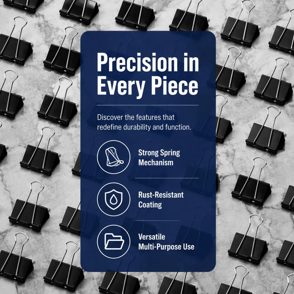 298PCS Black Binder Clips, Paper Clamps, Heavy Duty Office Document Clips, Rust Resistant Paper Holders for Office, School & Home Supplies