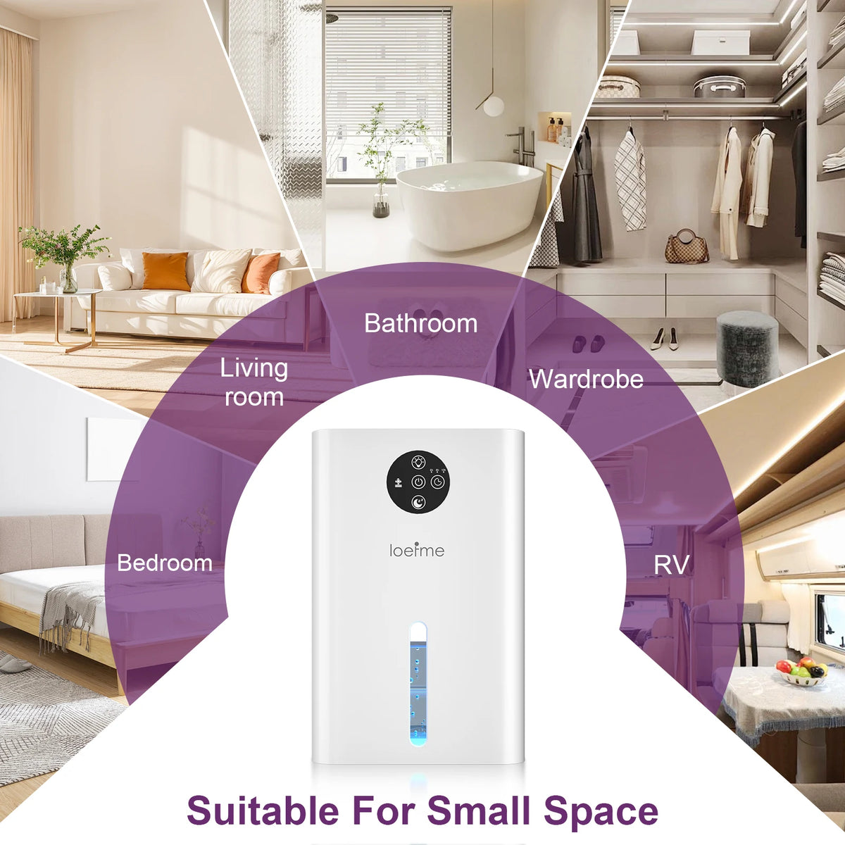 LOEFME 500ML/Day 1.8L Silent Dehumidifier Portable Mini Air Dehumidifier with Touch Display LED Light for Home Bedroom Office