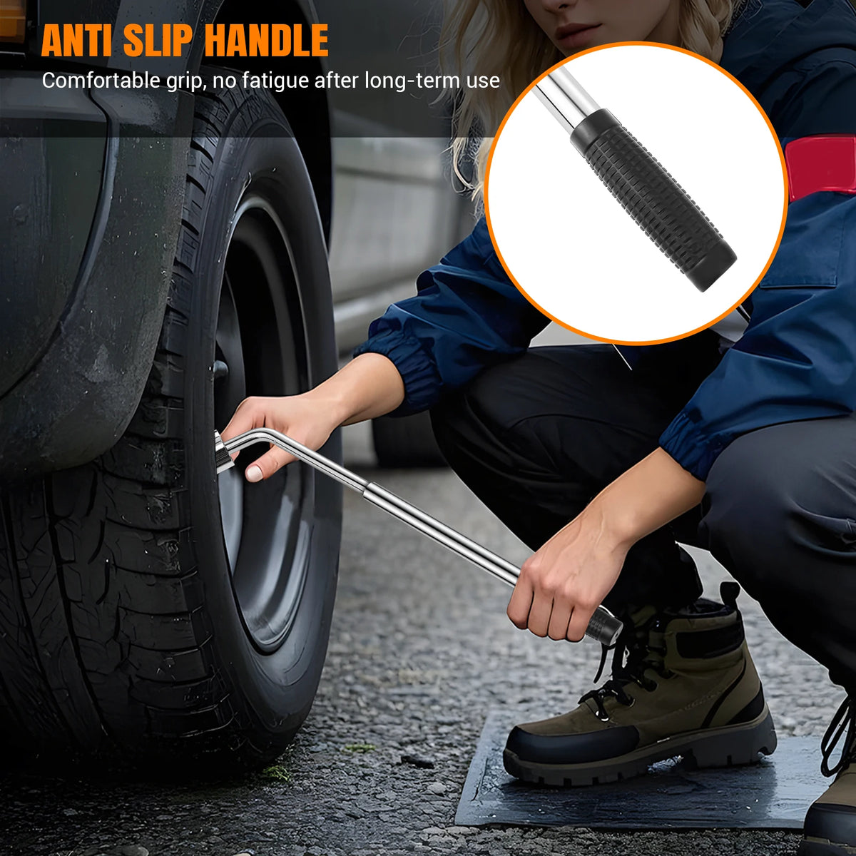 Travel Emergency Breakdown Wrench Set,Extendable Wheel Socket Tyre, Universal Car Lug Wrench Car Wheel Tire Change Tools