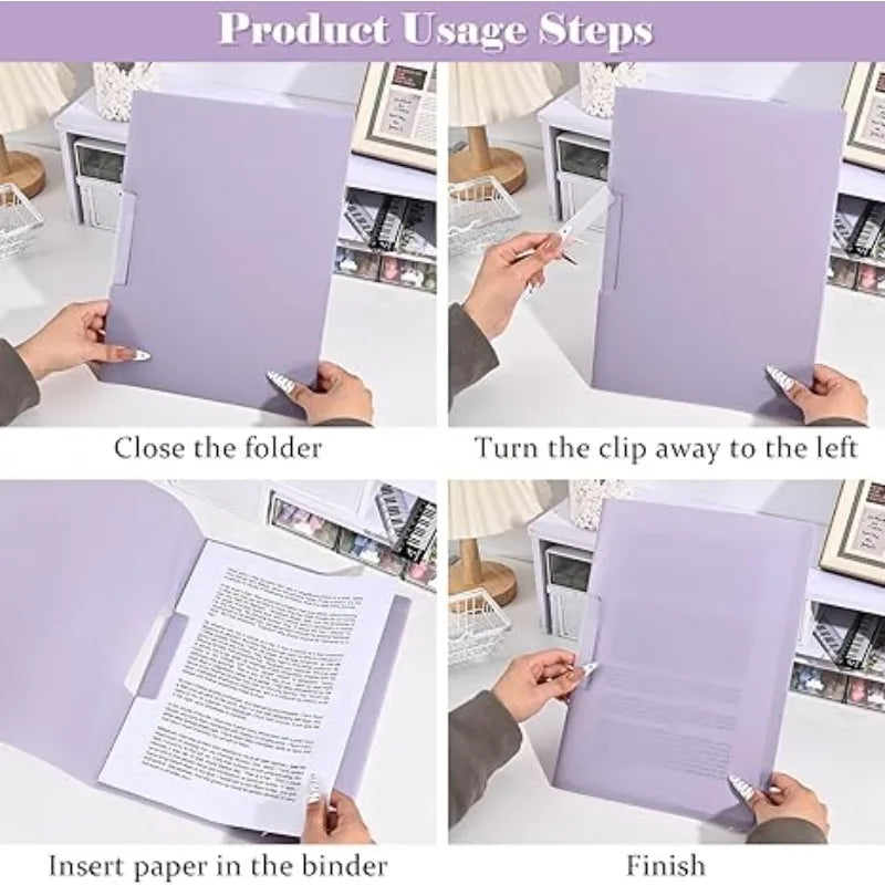 5Pcs Gradient Color Folder Rotating Side Opening Buckle for Test Paper Document Storage Office School Student Organizer