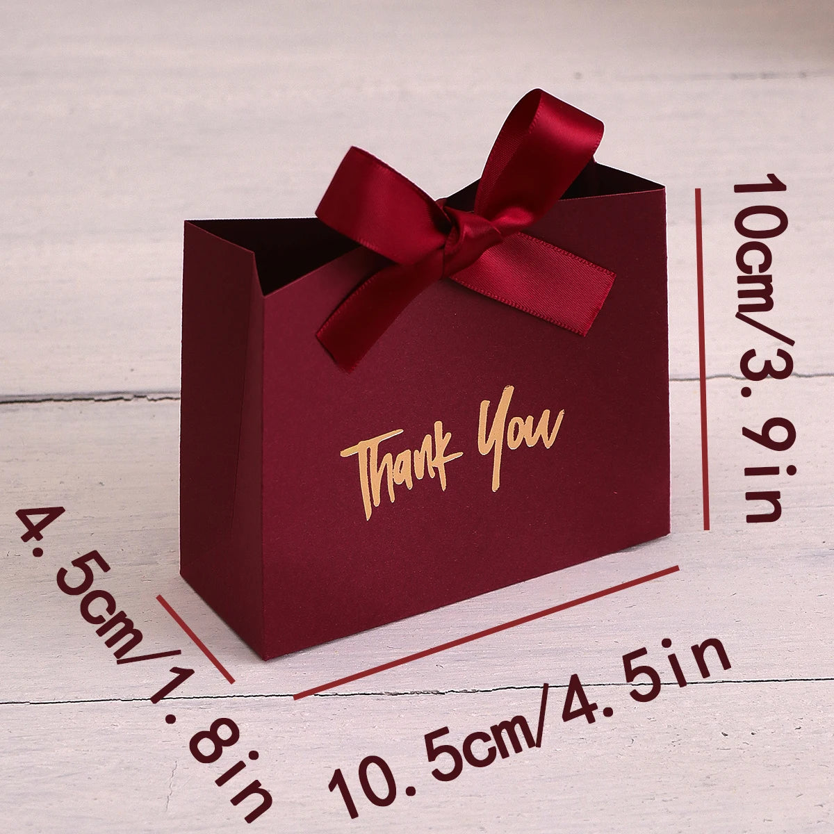 10 Mini Gift Boxes/Gift Bags with Gold Ribbon and Thank You Text Design, Available in Various Colors, Perfect for Wedding Favors, Mother's Day, Father's Day Party Gifts, and Small Gifts, as Well as Birthday, Gender Reveal, Gr