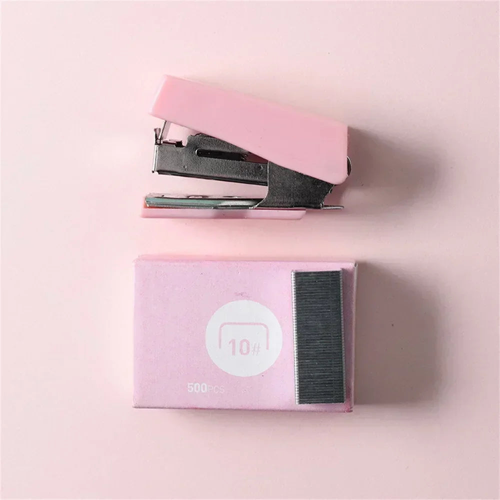 1pc Mini Stapler with 500pcs Staples for Paper File Metal Stapler School Office Binding Supplies Stapler Cute Stationery Kit