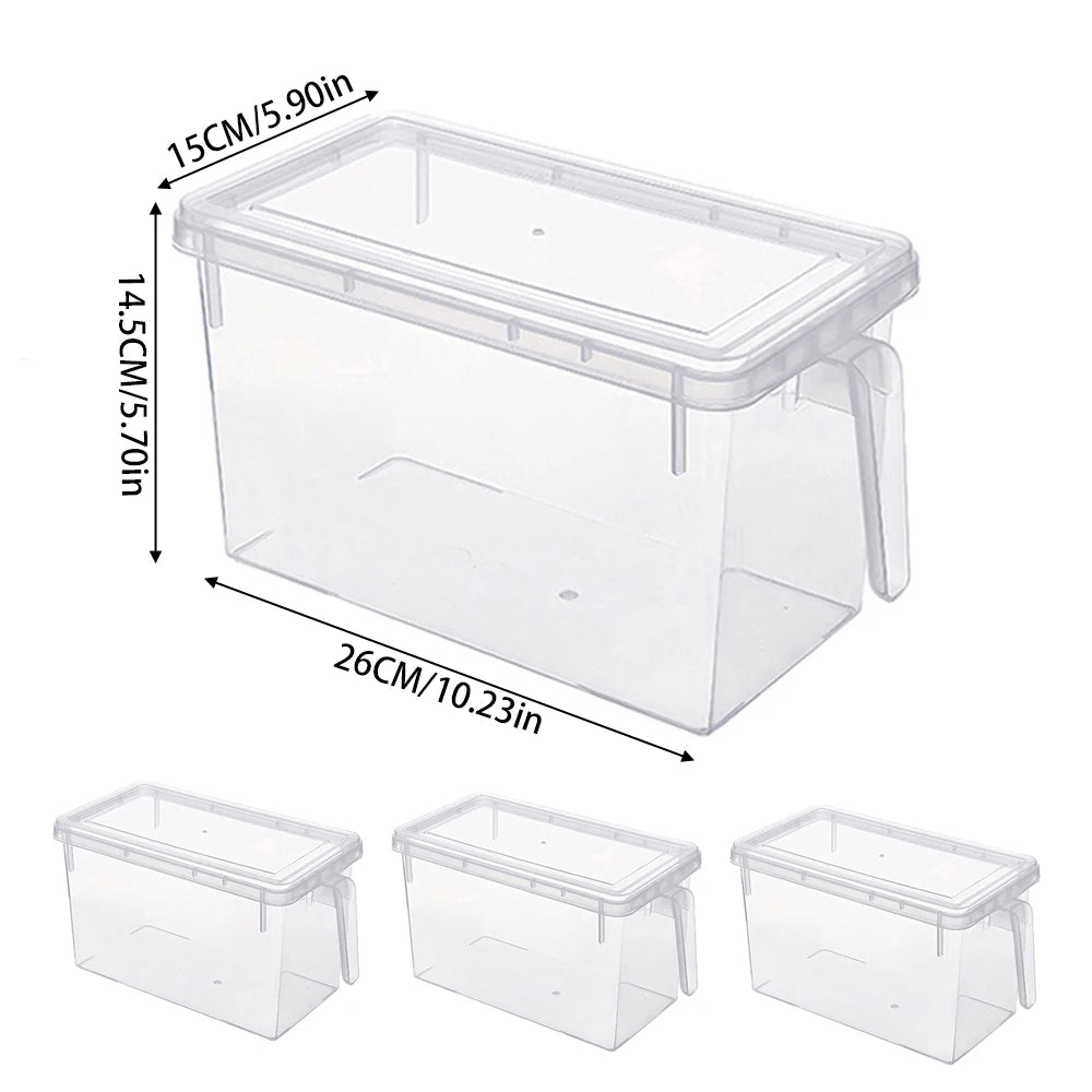 Haodirect 4Pcs Clear Refrigerator Food Storage Container for Fridge Pantry Freezer, Fruits Vegetables Cereal Storage